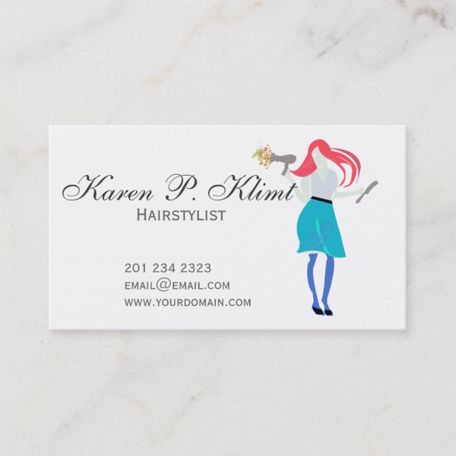 Hair Stylist Salon Professional Red Head Appointment Card (Front)