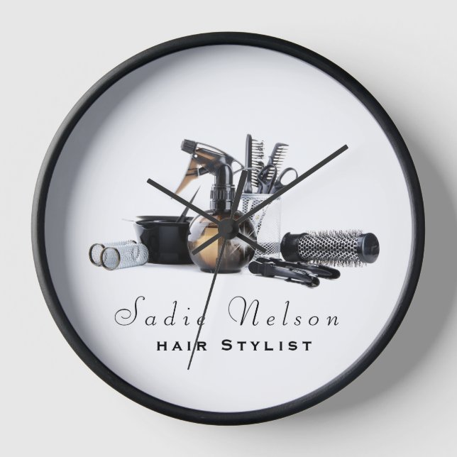 Hair stylist Salon Tools Beauty Business Clock (Front)