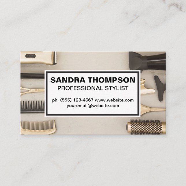 Hair Stylist Salon Tools Business Card (Front)