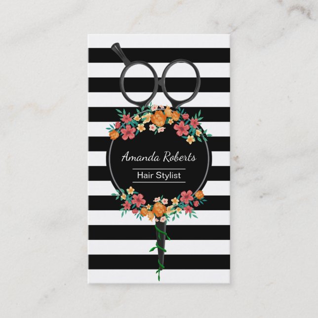 Hair Stylist Scissor & Flowers Modern Appointment (Front)