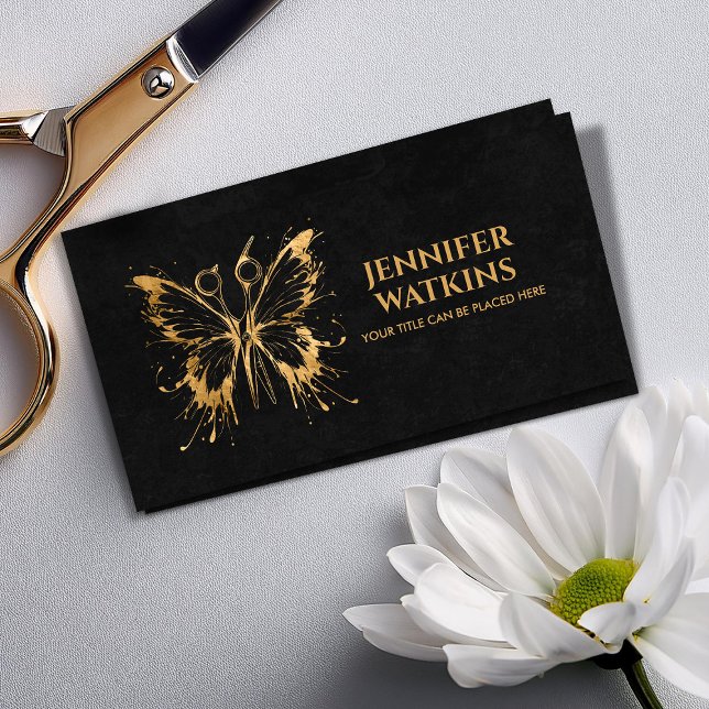 Hair Stylist -  Scissors and Butterfly Art  Business Card (Creator Uploaded)