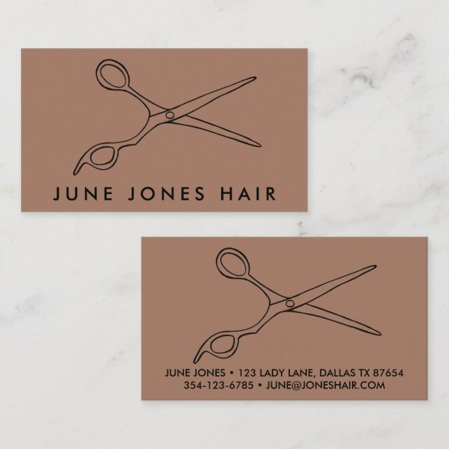 Hair Stylist Scissors Chic Drawing Barber CUSTOM Business Card (Front/Back)