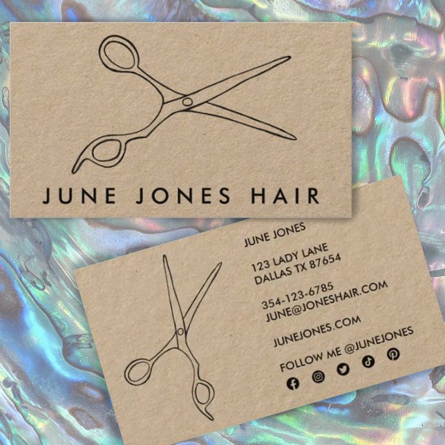 Hair Stylist Scissors Elegant Chic Social Media Business Card (Hair Stylist Scissors Elegant Chic Social Media Business Card
)