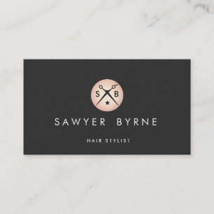 Hair Stylist Scissors Logo Gold and Black B Business Card