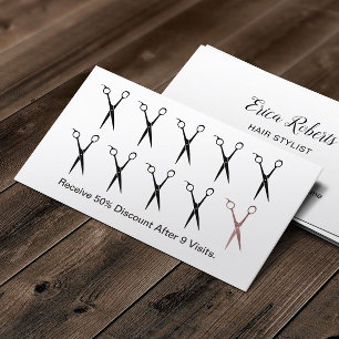 Hair Stylist Scissors Simple Plain Loyalty Punch Card
