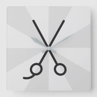 Hair Stylist Scissors Square Wall Clock