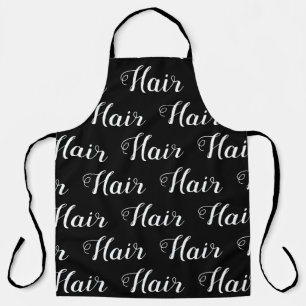 Hair Stylist Script Black and White Pattern  Apron