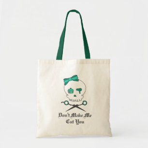 Hair Stylist Skull & Scissor Crossbones -Turquoise Tote Bag