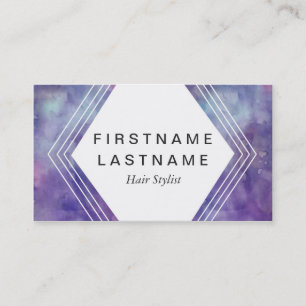 Hair Stylist Splash of Purple Water Colour Business Card
