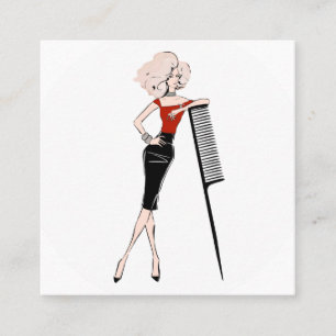 Hair stylist square business card