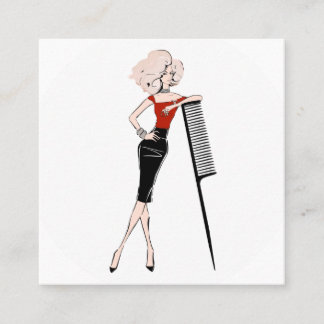 Hair stylist square business card