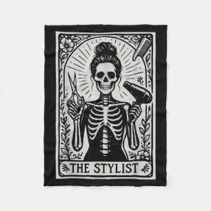 Hair Stylist Tarot Card Skeleton Cosmetology Fleece Blanket
