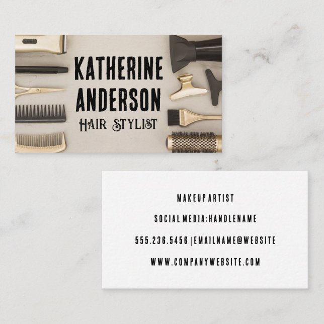Hair Stylist Tools Business Card (Front/Back)