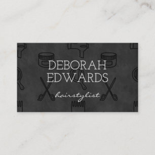 Hair Stylist Tools Chalkboard Background Business Card