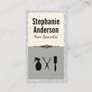 Hair Stylist Tools Glitter Fancy Business Card