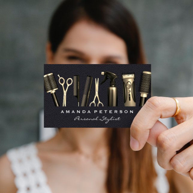 Hair Stylist Tools | Leather Business Card (Creator Uploaded)