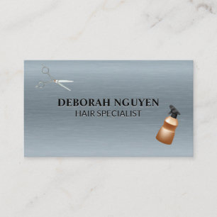 Hair Stylist Tools   Metallic Texture Business Card