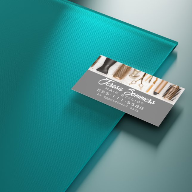 Hair Stylist Tools Modern Custom QR Code Business Card (Creator Uploaded)