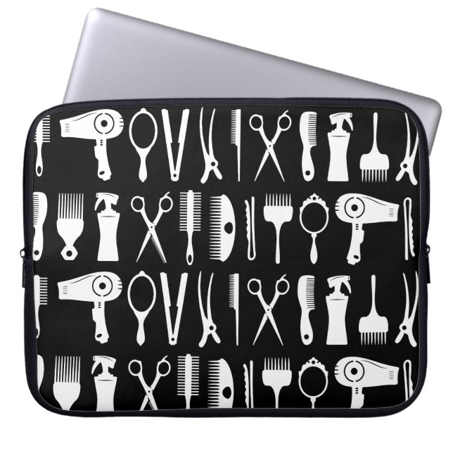 Hair stylist tools pattern  laptop sleeve (Front)