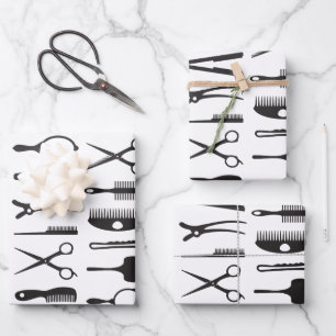 Hair stylist tools pattern wrapping paper sheet