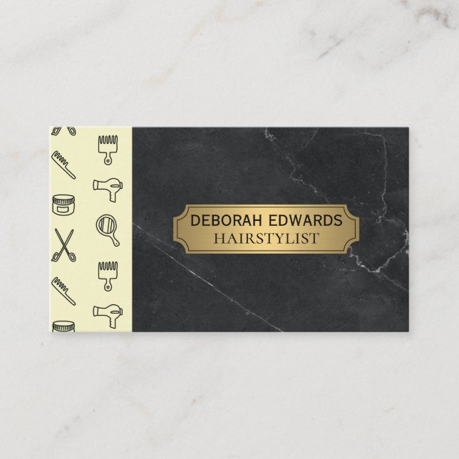Hair Stylist Tools | Salon Barber Lux Business Card (Front)