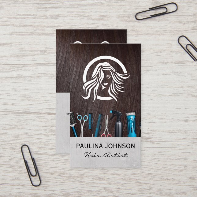 Hair Stylist Tools | Salon Business Card (Front/Back In Situ)