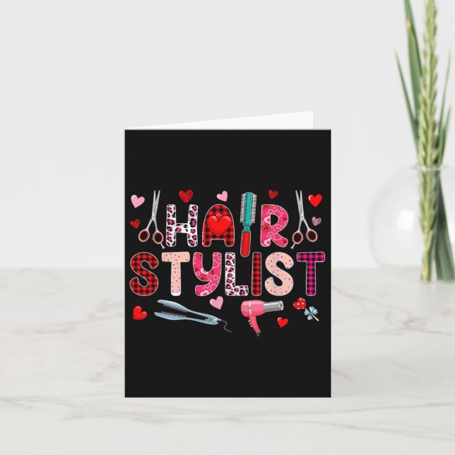 Hair Stylist Tools Valentine's Day Leopard Cute He Card (Front)