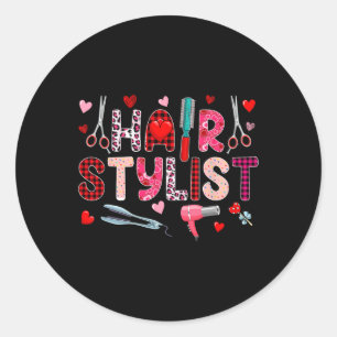 Hair Stylist Tools Valentine's Day Leopard Cute He Classic Round Sticker