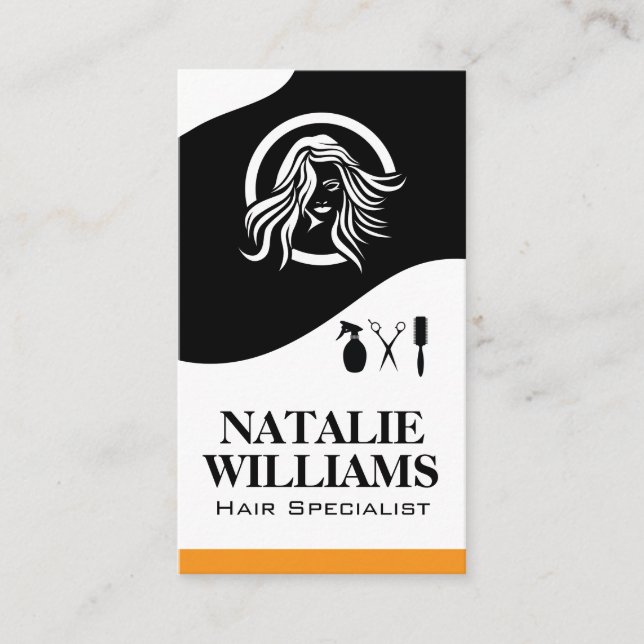 Hair Stylist Tools | Womens Beauty Business Card (Front)