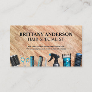 Hair Stylist Tools   Wood Background Appointment Card