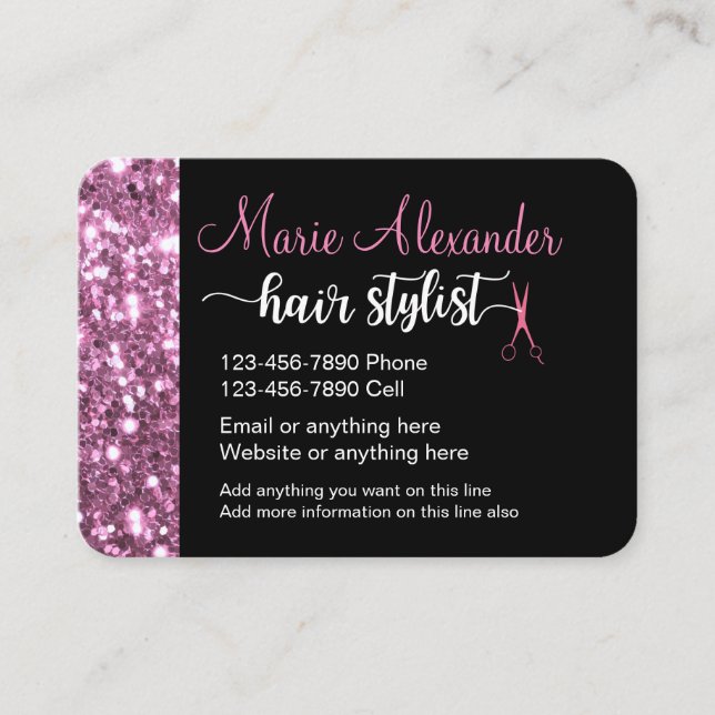 Hair Stylist Trendy And Glitzy Business Card (Front)