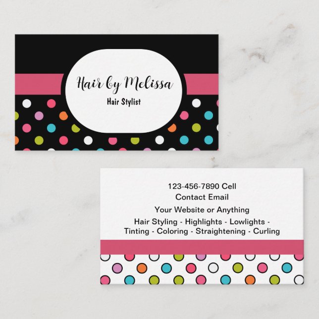 Hair Stylist Trendy Colorful Business Cards (Front/Back)