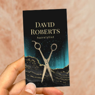 Hair Stylist Trendy Gold Agate Hairdresser Salon Business Card