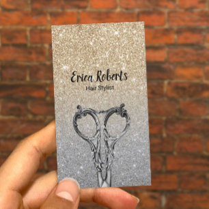 Hair Stylist Trendy Gold Sparkle Silver Glitter Business Card