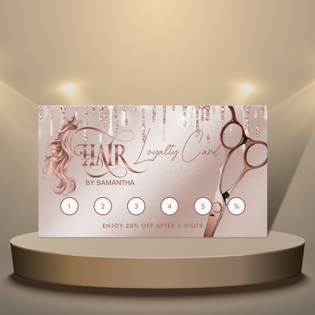Hair stylist typography hair scissors Loyalty Business Card (Creator Uploaded)