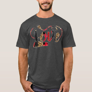 Hair Stylist Valentines Love Dryer Leopard Red T-Shirt