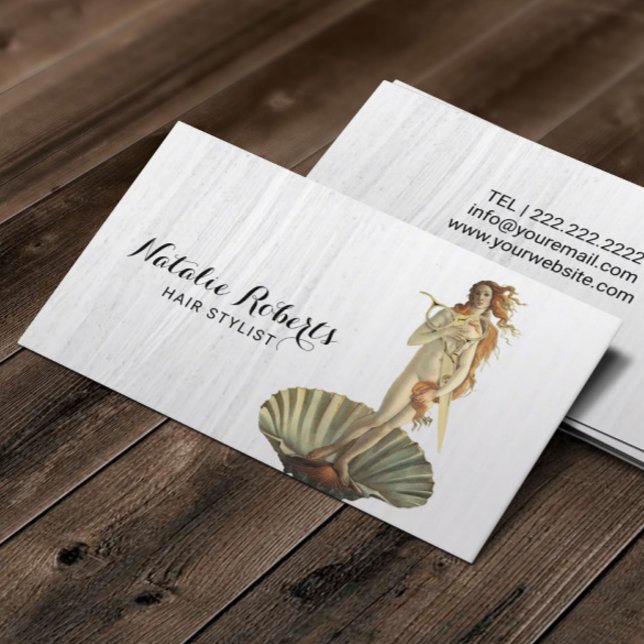 Hair Stylist Venus Goddess & Scissor Beauty Salon Business Card (Creator Uploaded)