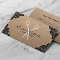 Hair Stylist Vintage Black Lace Rustic Appointment
