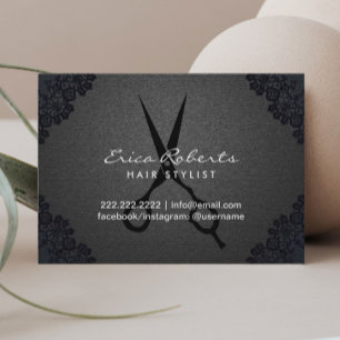 Hair Stylist Vintage Black Lace Salon Appointment Card