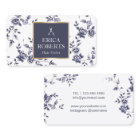 Hair Stylist Vintage Blue Floral Elegant Salon