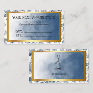 Hair Stylist Vintage Blue Floral Salon Appointment Card