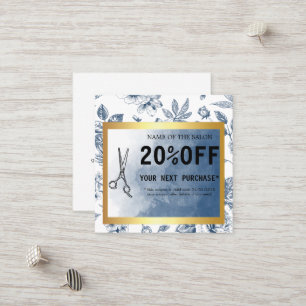 Hair Stylist Vintage Blue Floral Salon Discount Card