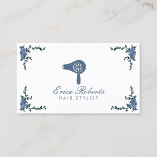 Hair Stylist Vintage Floral Framed Blow Dryer Icon Business Card
