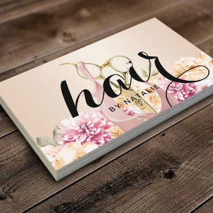 Hair Stylist Vintage Floral Gold Scissor Salon Business Card