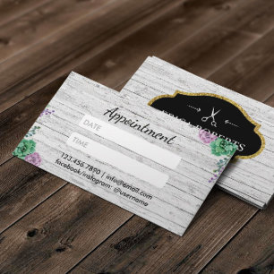 Hair Stylist Vintage Floral Wood Appointment