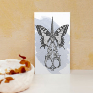 Hair Stylist Vintage Scissor Butterfly Watercolor Business Card