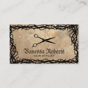 Hair Stylist Vintage Scissor & Thorns Fairytale Business Card