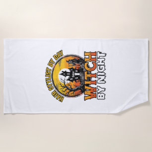 Hair Stylist Witch By Night Vintage Halloween Desi Beach Towel