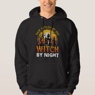 Hair Stylist Witch By Night Vintage Halloween Desi Hoodie