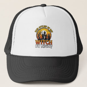 Hair Stylist Witch By Night Vintage Halloween Desi Trucker Hat
